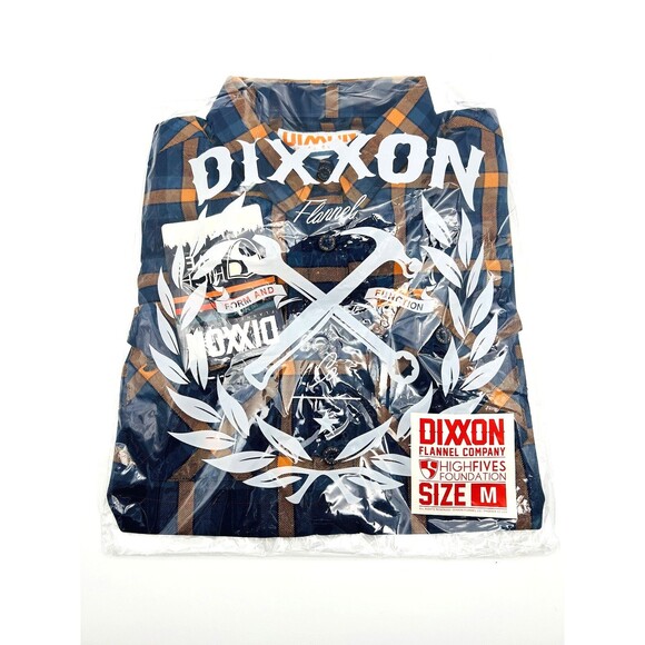 Dixxon Shirt Women Medium Button Up High Fives Flannel blue/orange - Picture 1 of 3